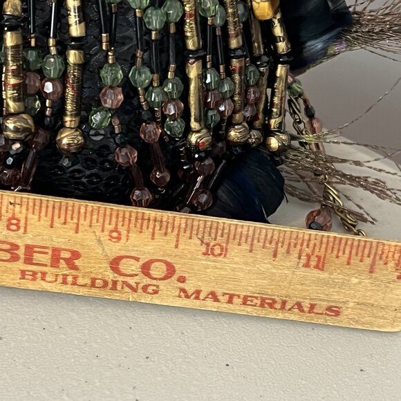 Chicos Boho Purse Beaded Feathers Flowers Whimsical Woodsy Fairy Romantic Sequin - Picture 13 of 15